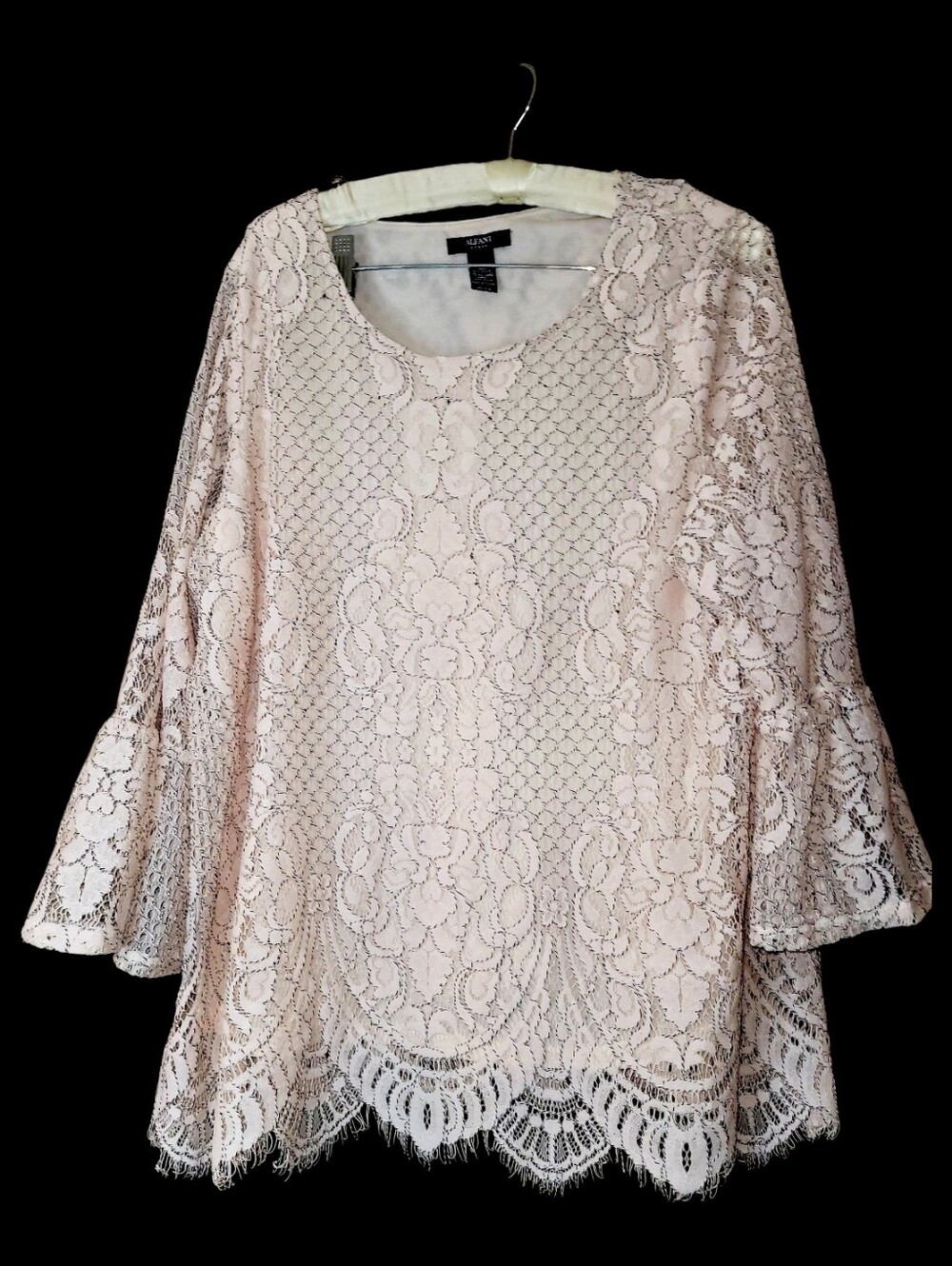 Fairycore Boho Pink Lace Peasant Top 3/4 Bell Sleeves 1X